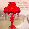 Red victorian wedding table lamp with beads
