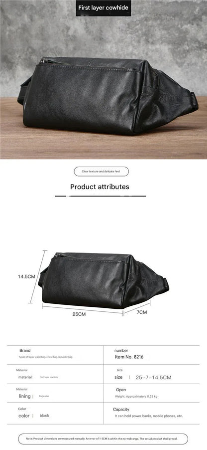 Men’s Top-Grain Leather Crossbody Waist Bag