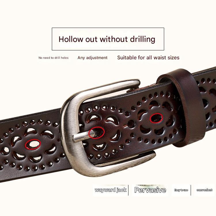 Women's genuine cowhide hollow waist belt