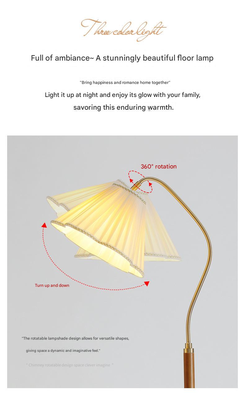 Japanese vintage arc floor lamp with fabric shade