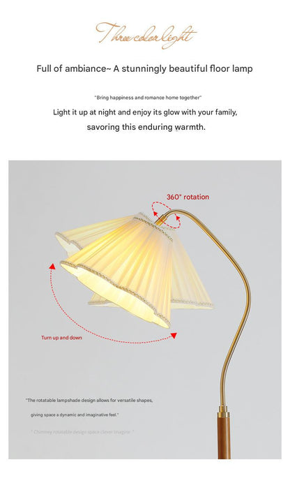 Japanese vintage arc floor lamp with fabric shade