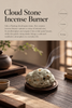 Ceramic Incense Burner with Wooden Base and Stone-Inspired Design