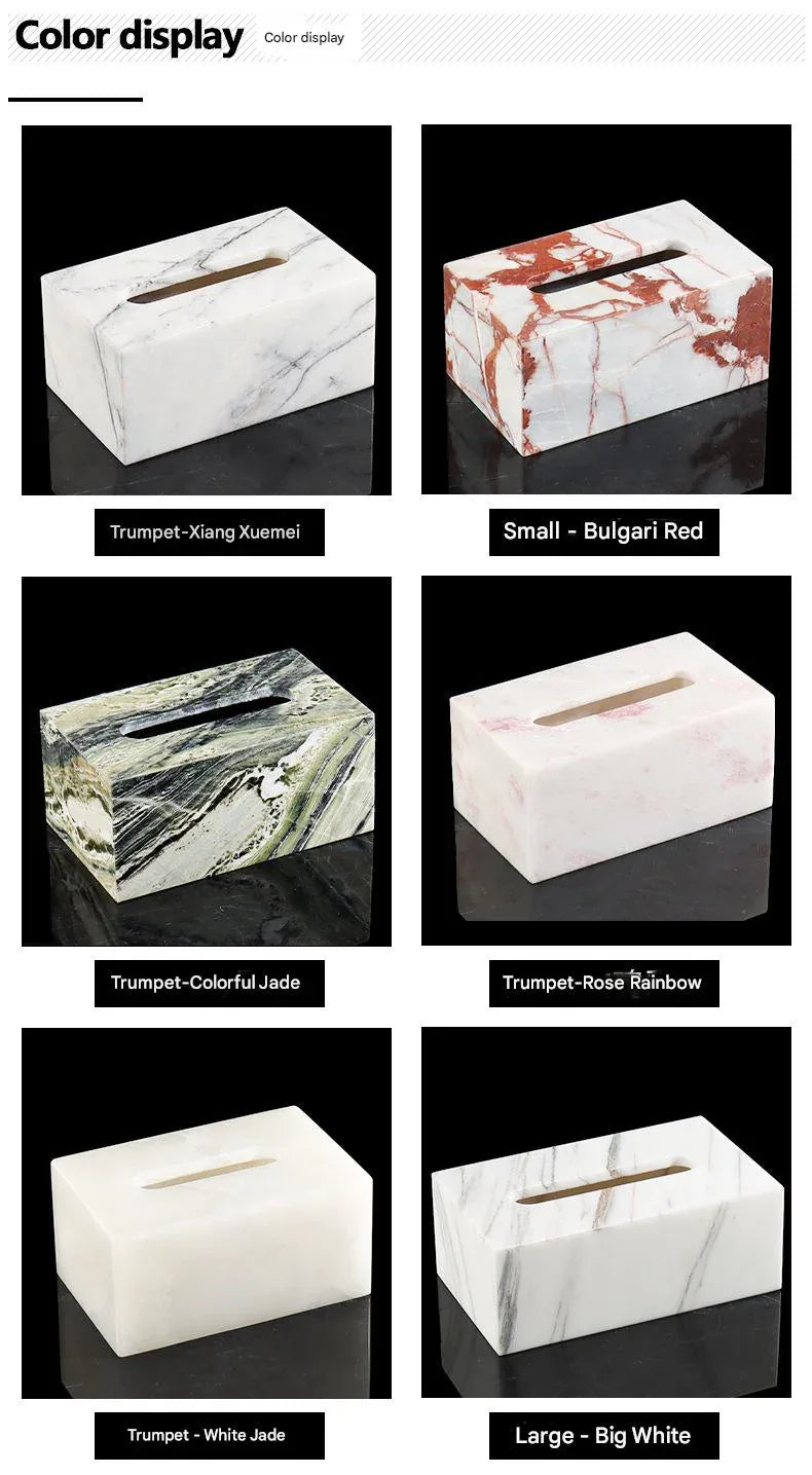 Natural Marble Rectangular Tissue Box Holder