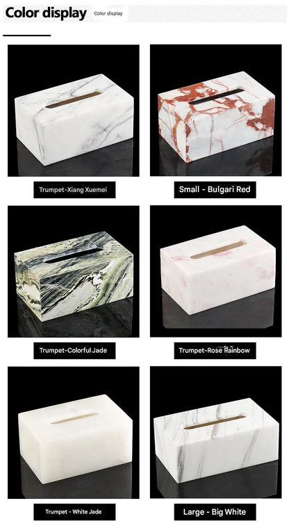 Natural Marble Rectangular Tissue Box Holder