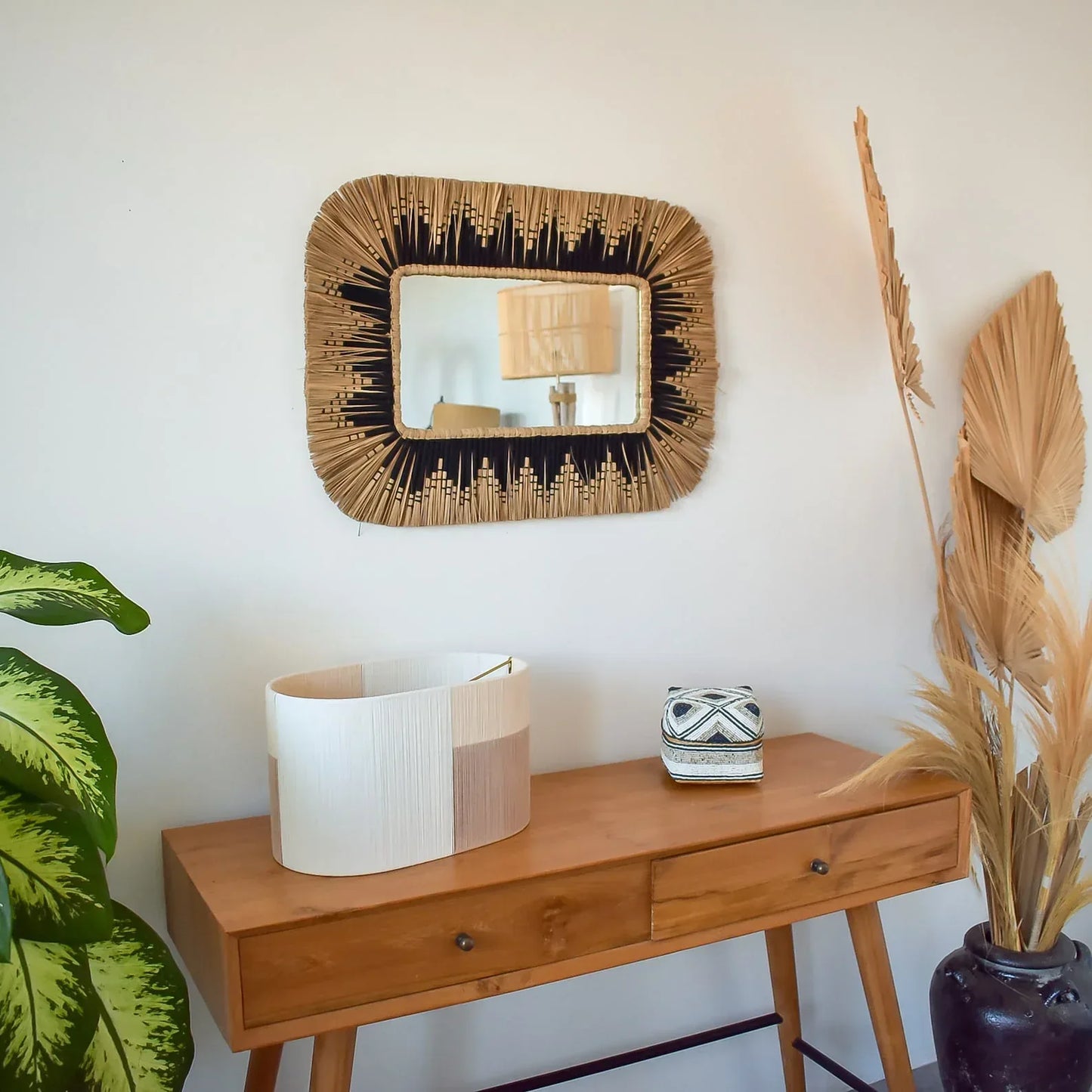 Accent Wall Boho Wall Statement Mirror With Fringe