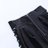 Women's black leather mini skirt with adjustable lacing