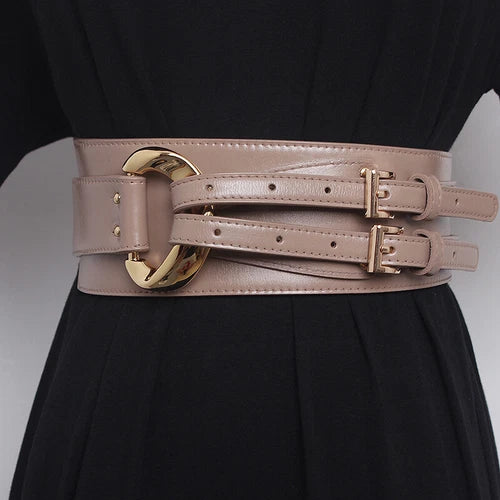 Double prong corset belt for women faux leather 5