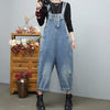 Distressed denim overalls women loose fit adjustable