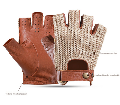 Half finger leather driving gloves