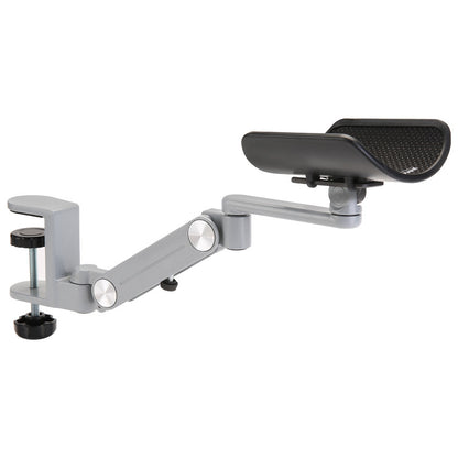 Aluminum alloy wrist rest with silver joints and black cradle