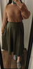 Pleated Flare Skirt Long With Buttons
