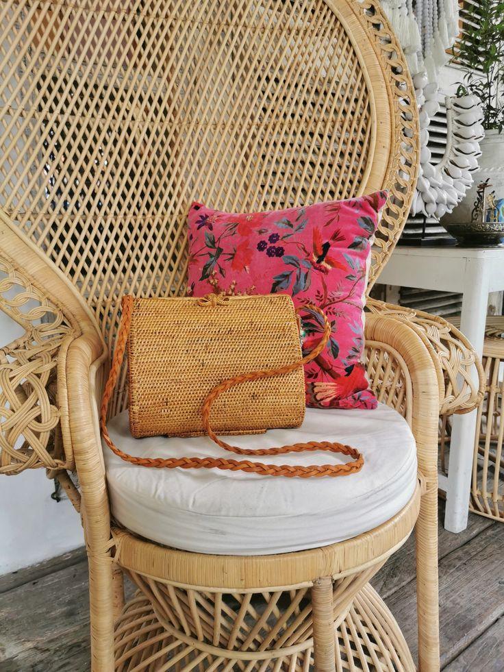 Handwoven Rattan Handbag with Top Handles