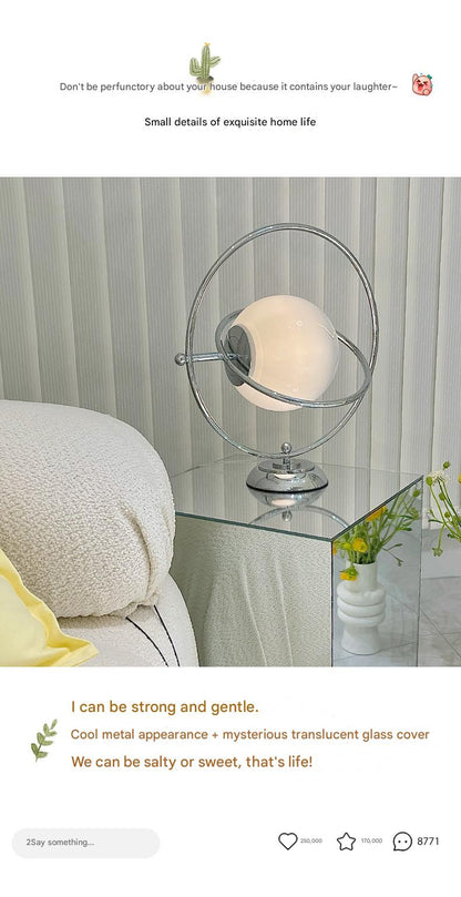 Retro Glass Moon Table Lamp Vintage Orbit Bedside Light