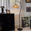 Vintage arc fabric shade floor lamp