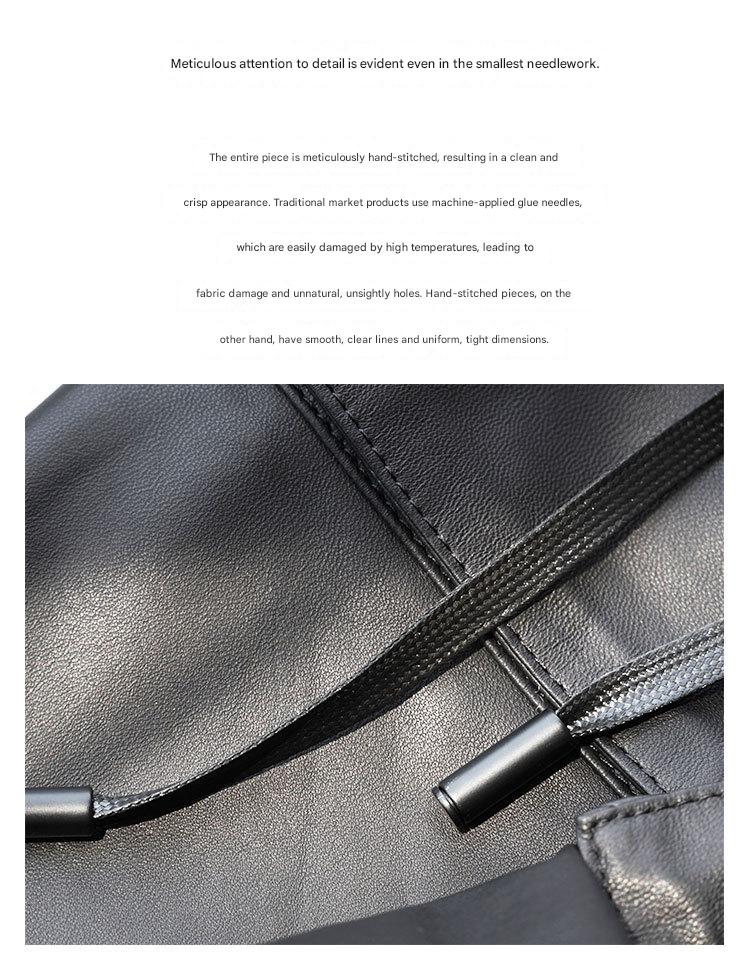 Women Genuine Leather High Waisted Cargo Pants