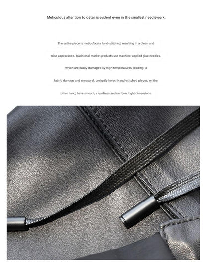 Women Genuine Leather High Waisted Cargo Pants