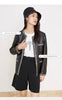 Women’s Leather Jacket with Chain Trim and Tweed Edge