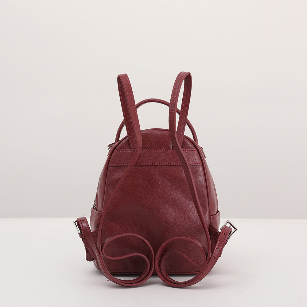 Mini Women Leather Backpack Full-Grain Small Backpack Purse