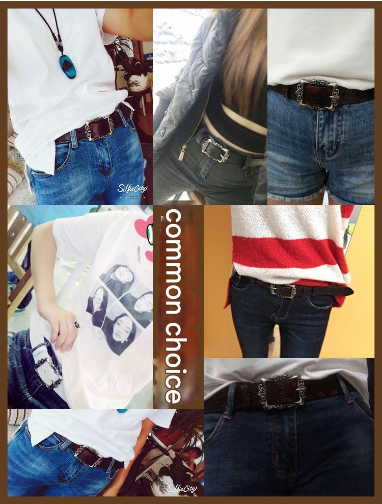 women carved genuine leather wide belt