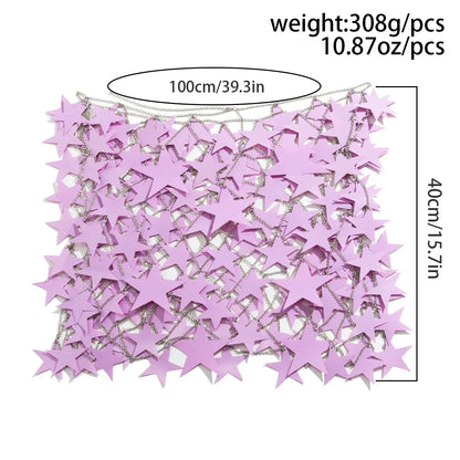 Pink Star Sequin Chain Mesh Festival Outfit Set