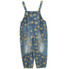 Womens denim jumpsuit with sunflower print overalls