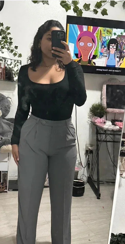 Flowy Dress Pants for Women with High Waist Pleats and Wide Legs