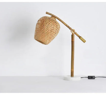 Bamboo Rattan Nordic Table Lamp With Woven Shade