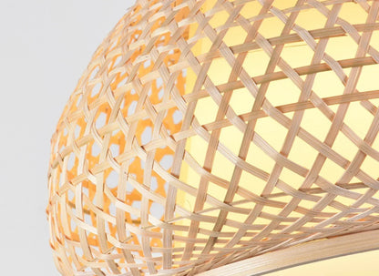 Bamboo Pendant Modern Rattan Chandelier Woven Oval