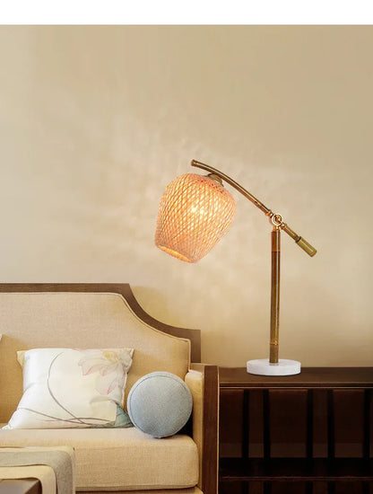 Bamboo Rattan Nordic Table Lamp With Woven Shade