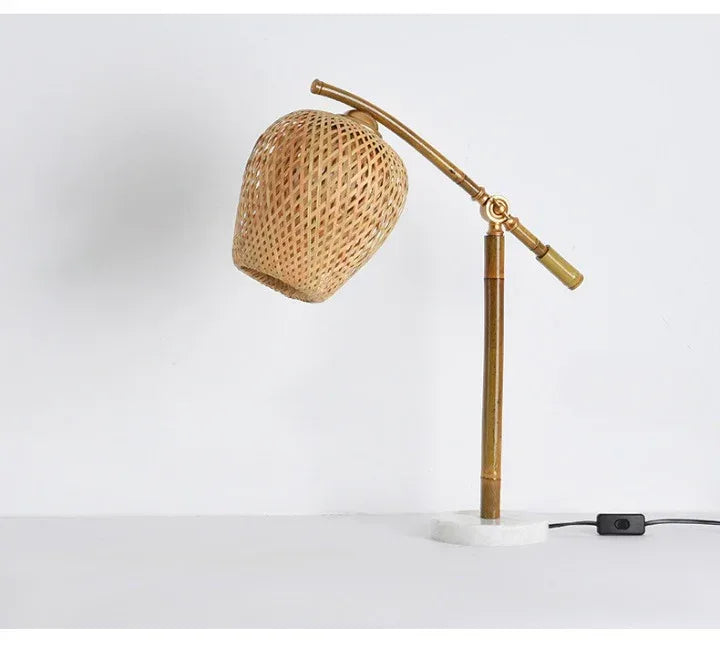 Bamboo Rattan Nordic Table Lamp With Woven Shade