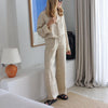Letter print satin wide leg lounge set 2 S