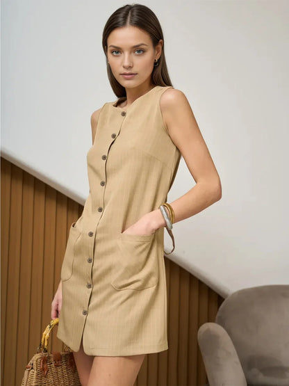 Women’s Sleeveless Button Front Romper