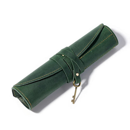 Leather fountain pen and pencil roll case 4