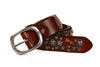 Studded Leather Belt with Skull and Bee Rivets