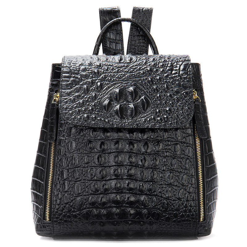 Women’s Designer Genuine Leather Crocodile Pattern Backpack
