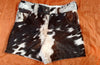 Real Black and Brown Cowhide Shorts Handmade in Hair On Leather