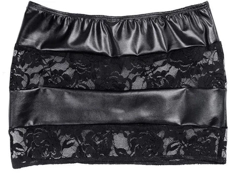 High-rise faux leather lace mini skirt women