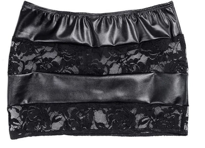 High-rise faux leather lace mini skirt women