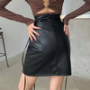 Black faux leather mini skirt bodycon high waist