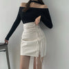 Black faux leather mini skirt bodycon high waist