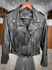 Black Fringe Jacket Women Leather Moto Biker Style