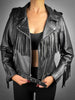 Black Fringe Jacket Women Leather Moto Biker Style