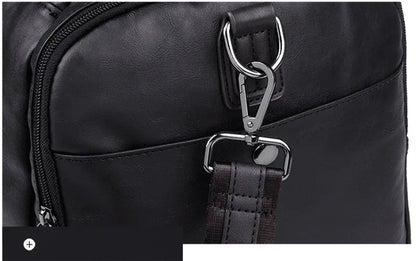 Black Leather Duffle Bag Travel Luggage