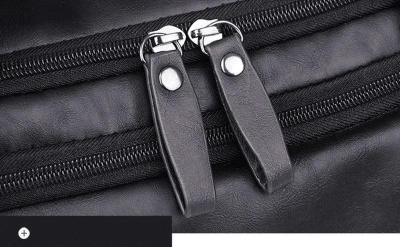 Black Leather Duffle Bag Travel Luggage