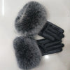 Women leather gloves with fur cuff 2