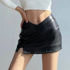Above Knee Causal PU Leather Short Skirts Black Mini