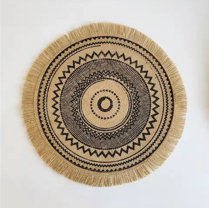 Vintage Round Placemats with Fringe and Mandala Pattern 3