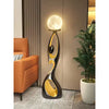 Black and Gold Moon Floor Lamp Sculptural Resin Light Black With Light