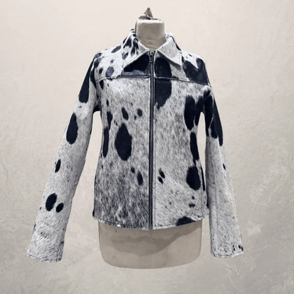 Women’s Hair-On Cowhide Jacket with Black and White Hide