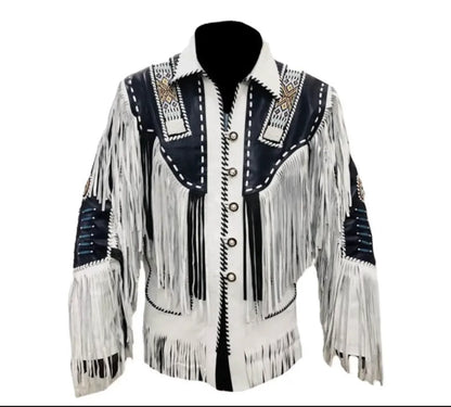 American Indian Leather Jackets Fringes Beaded